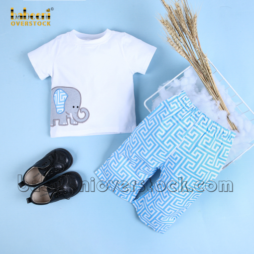 Lovely elephant appliqued set for boys - BB1030D