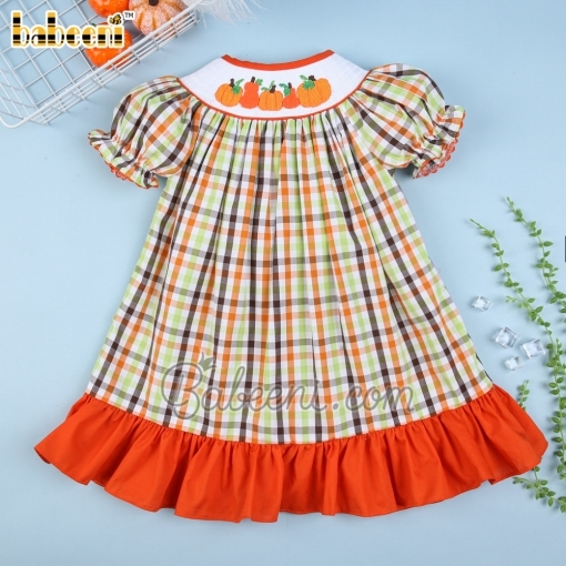 Pumpkin smocked bishop dress for girl - BB1566B