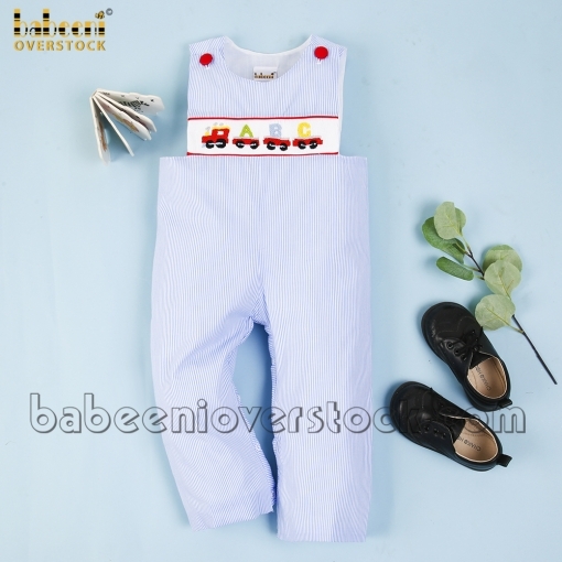 Cute train smocked boy longall - BB1135A
