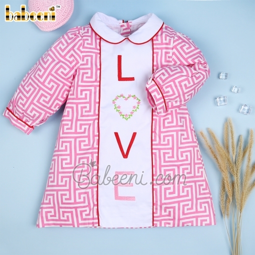 Nice A-line dress with machine embroidered pattern Valentine - BB1697B