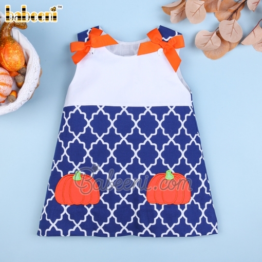 Lovely pumpkin applique dress - BB1063B