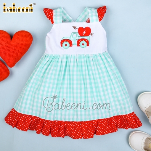 Pretty car applique dress for little girl - BB1095