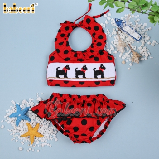 Lovely labrador smocked girl swimwear - BB899C