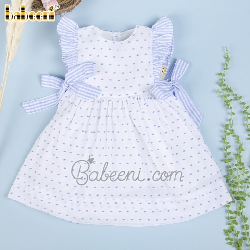 Lovely blue swiss dot lace baby dress - BB2641