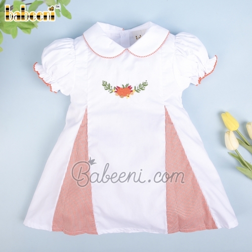 Pumpkin French knot embroidery baby dress – BB2855D