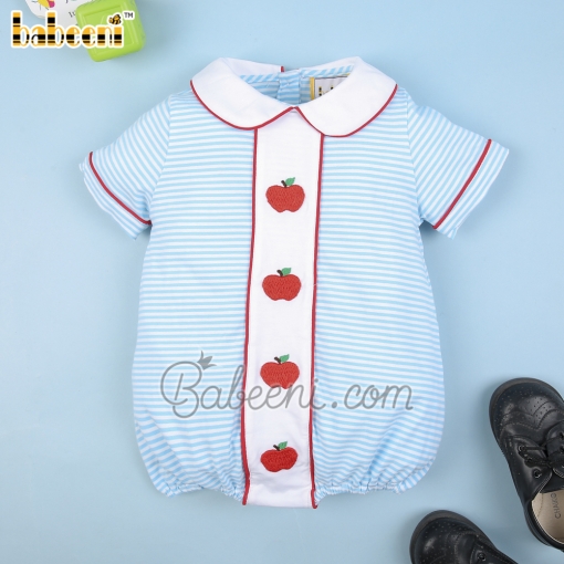 Red apple boy bubble blue stripe knit - BB2163A