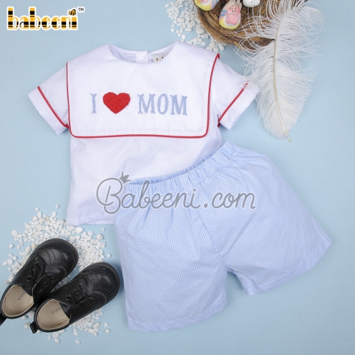 I love Mom embroidery boy set clothing – BB2939A copy