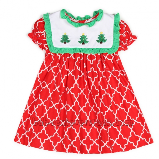 X-mas tree hand embroidered dress - BB1349B