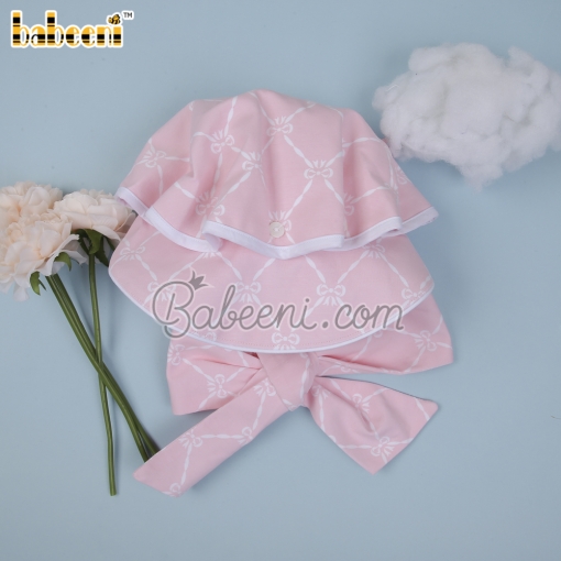 White bows printed bonnet – BB2973