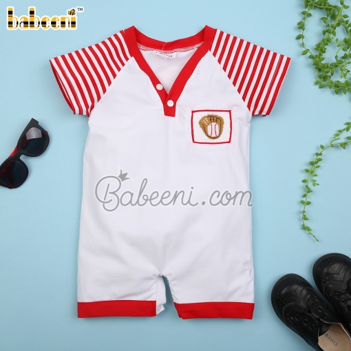 Baseball gloves hand smocked boy bubble – BB3061A