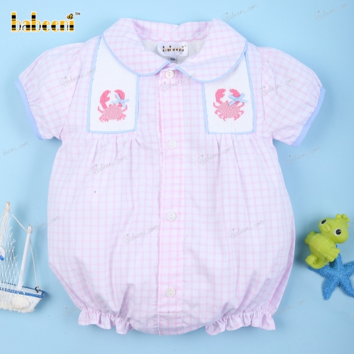 Light Pink Smocked Bubble For Girl - BB3147A