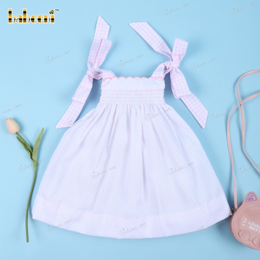 Summer Bows Sleeveless Plain Dress For Girl - BB3152A