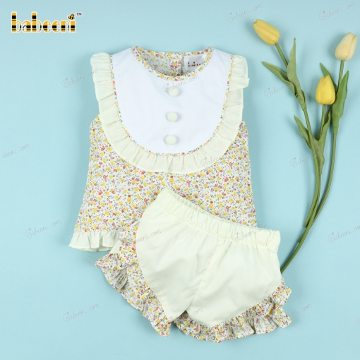 2 Piece Set In Yellow Tiny Floral  For Girl - BB3192C