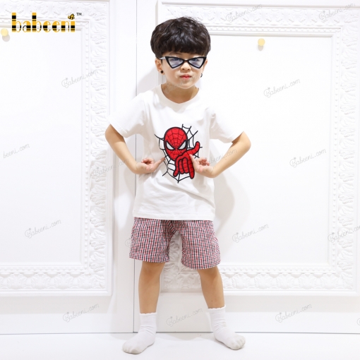 Spiderman applique boy clothing set - BB3103A