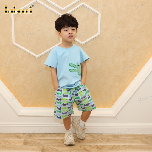 Crocodile Applique Clothing Set For Boy - BB3155A