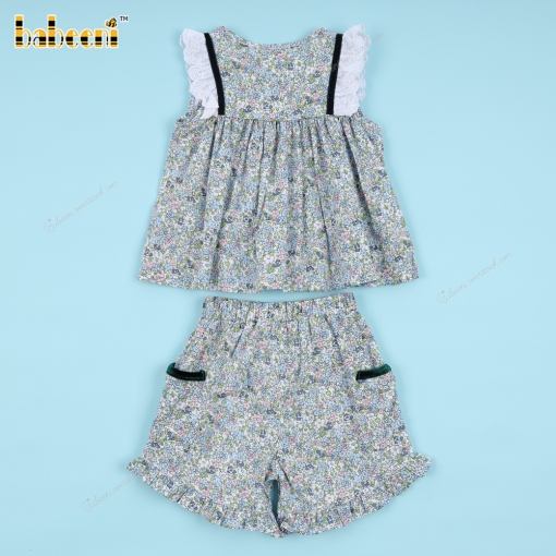 Girl 2-piece Set Mallard Green Floral - BB3369C