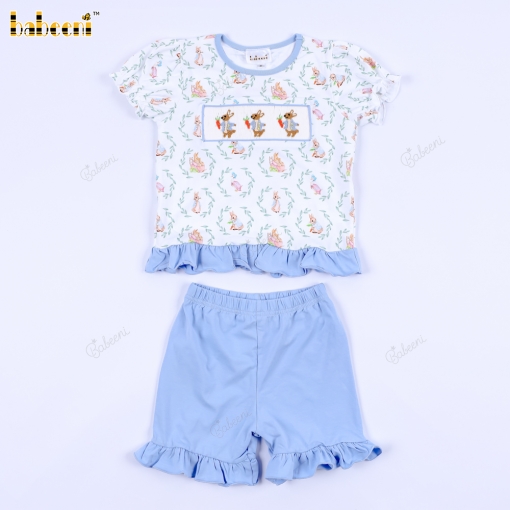 Easter Bunney Smocked Outfit For Girl- BB3351A