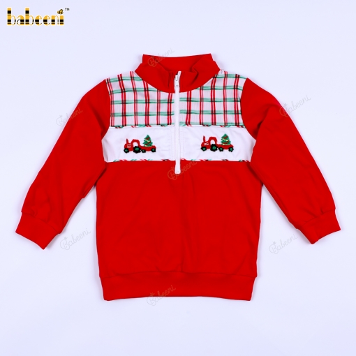 Christmas tree car carrying boy pullover - BB3120A