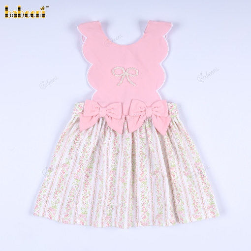 Elegant light pink floral dress with pearl embroidery. - BB3583