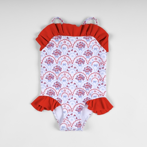 Elegant Blossom Ruffle One-Piece Swimsuit – BB3550