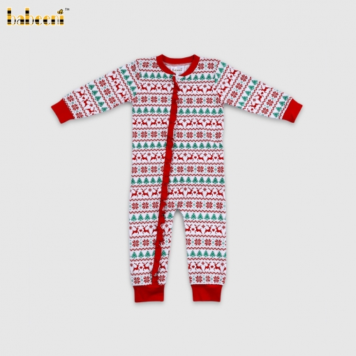 Red Christmas reindeer and Christmas tree jumpsuit– BB3564