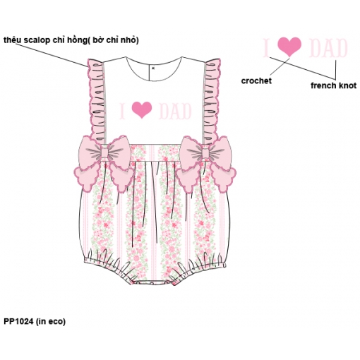 Daddy’s Little Love Floral Bubble Romper with Bow Details (Pre-Order)- BB3606