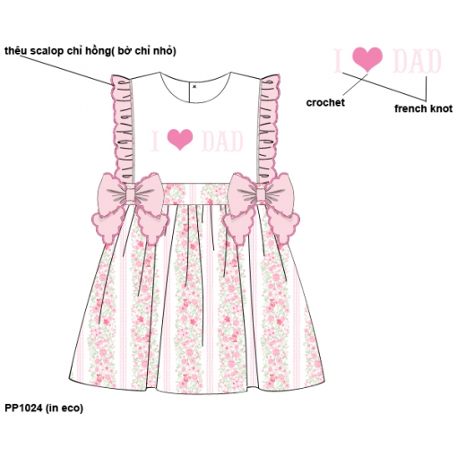 Daddy’s Little Love Floral Ruffle Dress with Bow Accents (Pre-Order)- BB3607