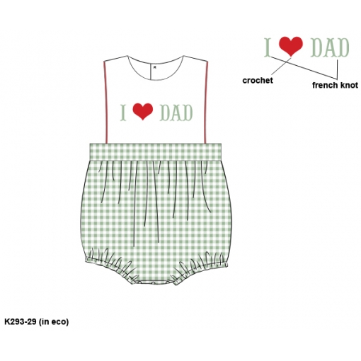 Daddy’s Little Love Gingham Bubble Romper (Pre-Order)- BB3608