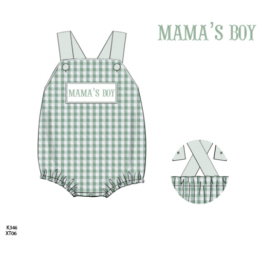 Mama’s Boy Gingham Bubble Romper (Pre-Order)- BB3611