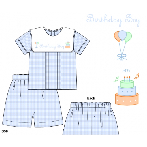 Birthday Boy Embroidered Short-Sleeve Boys Set (Pre-Order)- BB3617