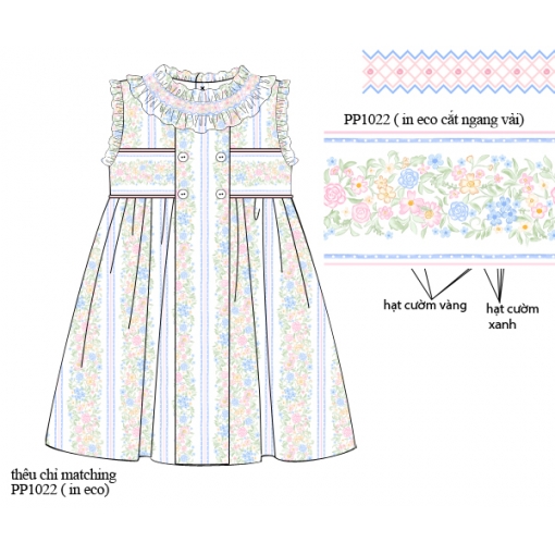 Vintage Floral Stripe Sleeveless Baby Dress (Pre-Order)- BB3618